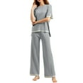 thumbnail image 4 of Maean Lounge Sets for Women 2 Piece Outfits Knit Short Sleeve Pullover Tops Wide Leg Pants Casual Sweater Sets, 4 of 5