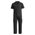 thumbnail image 6 of SOOMLON Mens Beach Outfits Sets Big and Tall Collared Button up Shirts Drawstring Pants with Pockets Summer Clothing Set, 6 of 6