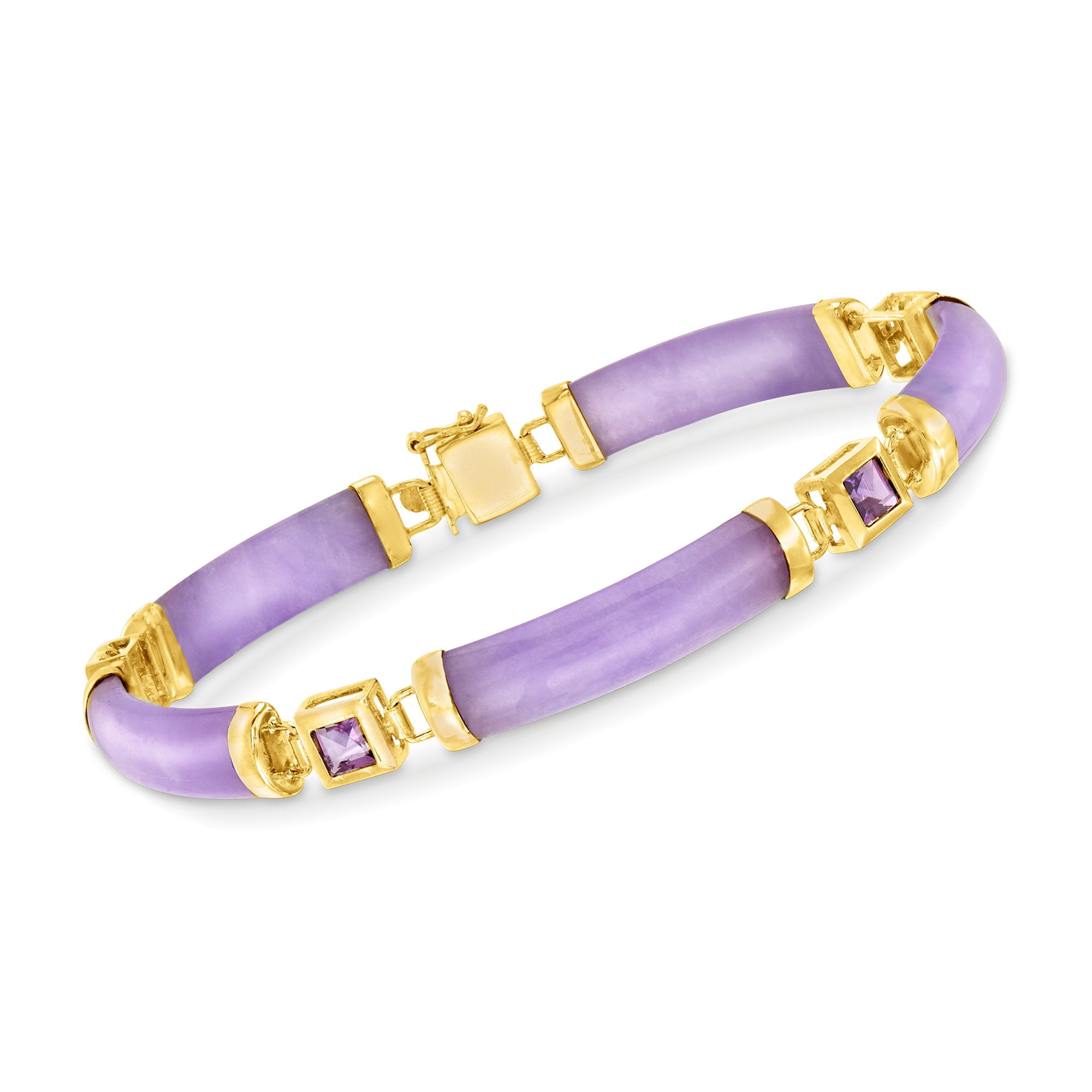 Ross-Simons 1.20 ct. t.w. Amethyst and Lavender Jade "Bless" Bracelet in 14kt Gold Over Sterling, Women's, Adult