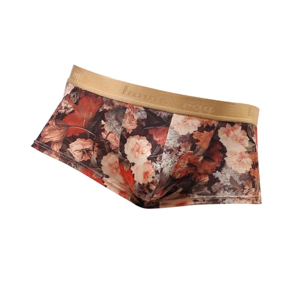 Hombres Ropa interior transpirable Retro Estampado de flores Bolsa abultada Calzoncillos Lencería METRO