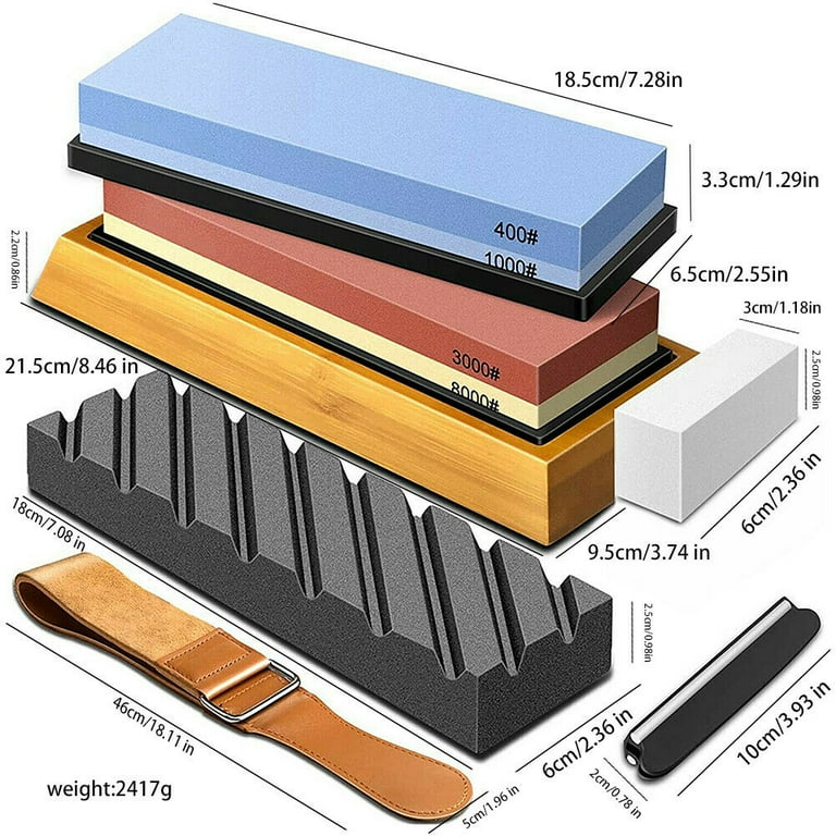 US Knife Sharpening Stone Set 400/1000/6000 3000/8000 Grit