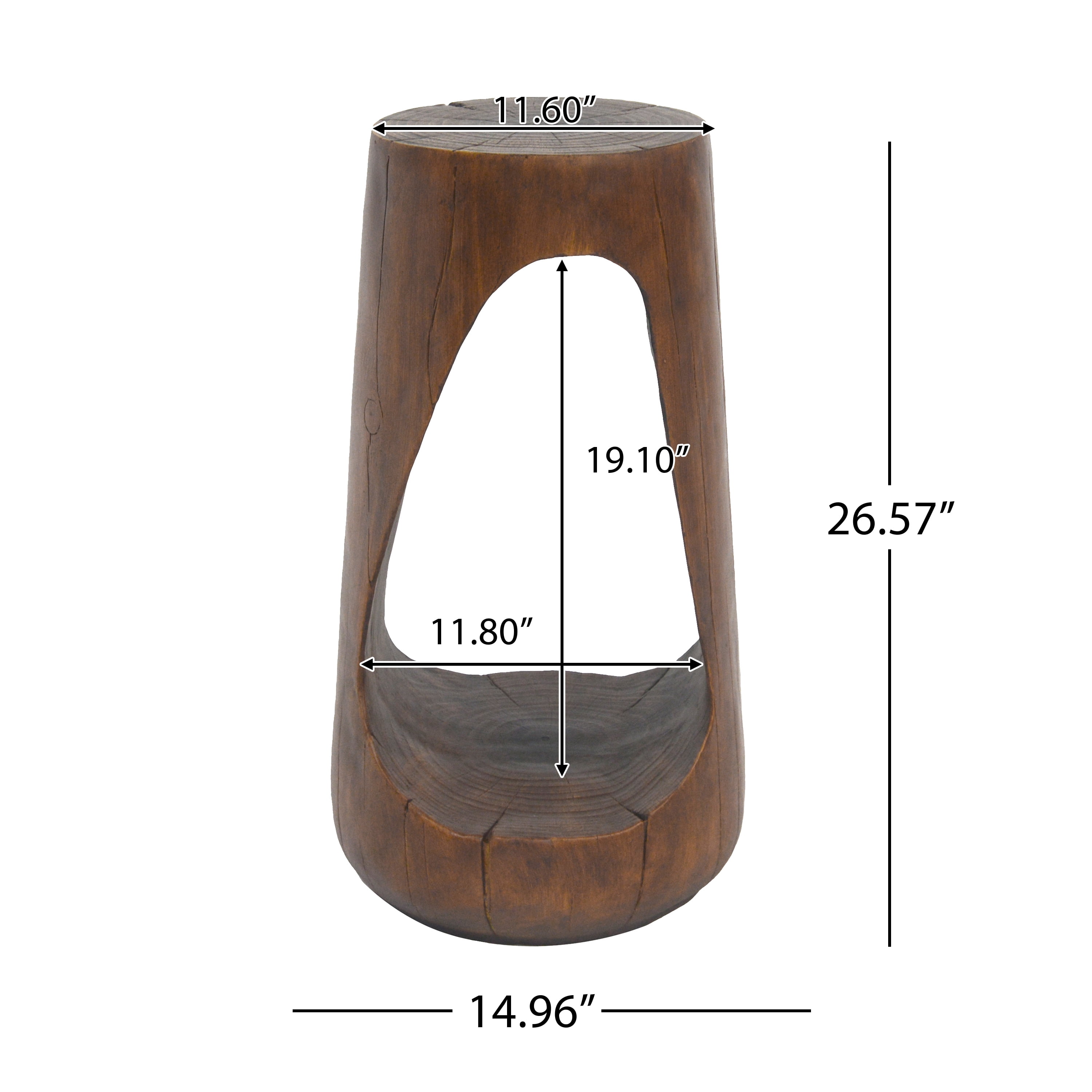 Hollow Design Side Table, Outdoor Lightweight Concrete End Table for Patio Balcony Garden, Antique Brown