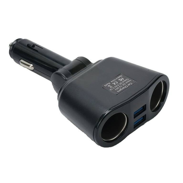 LED Display Digital Dual USB Phone Charger 2-Way Car Cigarette Lighter  Socket Adapter Rotation Mobile Phone Adapter Car Charger