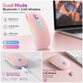 thumbnail image 2 of Cimetech Wireless Bluetooth Mouse, Slim Rechargeable Mac Mouse, Computer Mice with Dual Mode (Bluetooth 5.1 and 2.4G), Silent Cordless Mice Compatible with iPad, Laptop, Mac, Windows (Pink), 2 of 8