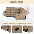 thumbnail image 6 of 87.5" Manual Reclining Sofa, Home Theater Seating Recliner Chair Sectional Sofa with Flipped Middle Backrest, 2 Cup Holders, for Living Room, Bedroom, Home Theater, Light Brown, 6 of 9