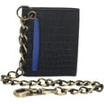 thumbnail image 2 of Men's Biker Chain Trifold Wallets - RFID Blocking Distressed Croco Leather Biker Chain Wallet With Snap Closure Croco Brown, 2 of 8