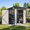 thumbnail image 1 of Clouddwell Abri de Rangement en Métal Robuste 8 Pi x 4 Pi avec 3 Portes, Conception Adossée Verrouillable, Résistant aux Intempéries pour Jardin et Outils (Noir), 1 of 9