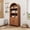 brown, variant on Industrial 71" Tall Arched Bookcase, Modern 5 Tier Bookshelf Mid Century Arched Display Storage Cabinet with Fluted Doors Open Display Shelves for Office Dining Living Room