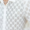 thumbnail image 6 of USNSM Mens Lace Hollow Out Button Down Shirt Short Sleeve Mesh Lapel Shirts Casual Summer Beach Vacation Tops White L, 6 of 6