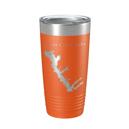 

Cedar Creek Lake Reservoir Map Tumbler Travel Mug Insulated Laser Engraved Coffee Cup Texas 20 oz Orange