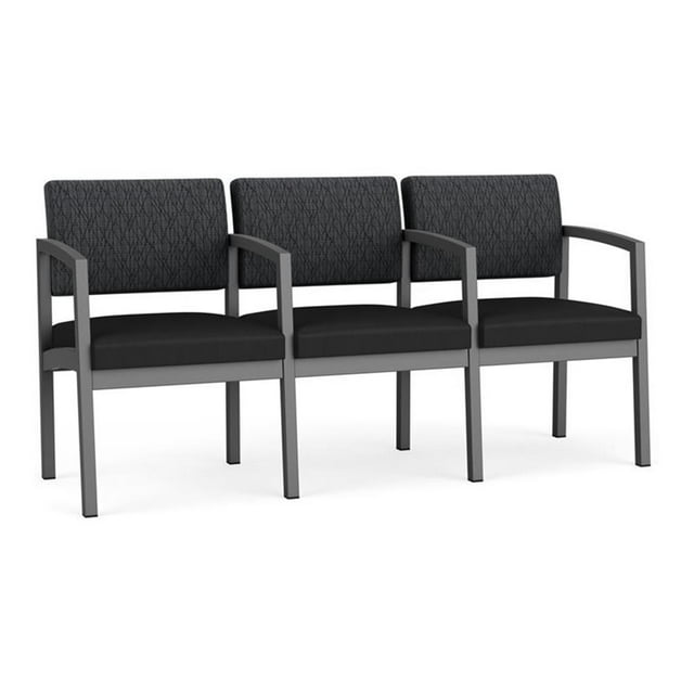 Lenox Fauteuil d'Attente de Réception en Acier à 3 Places / Acier Charbon / Gris Foncé / Noir