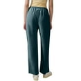 thumbnail image 4 of Womens Casual Cotton Linen Pants Drawstring Loose Fit Summer Pants Trousers with Side Pockets Dark Green 2XL, 4 of 4