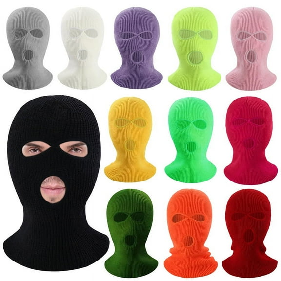 3-Hole Full Face Mask Cover Ski Mask Winter Balaclava Cap Knitted Face Cover for Winter Outdoor Sports