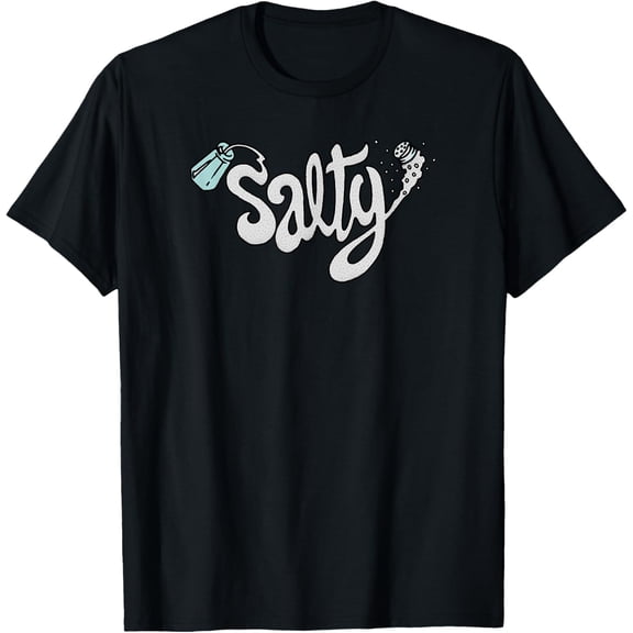 Trendy Stay Salty Retro Text Logo T-Shirt men and women can wear, black, white, gifts