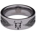 thumbnail image 2 of Cow Skull and Feathers Tungsten Carbide Ring, 2 of 9