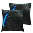 thumbnail image 2 of Acheng Double Sides Print Pillow Cover 2 Pcs,Modern Abstract Art Black Throw Pillow Case Cover for Sofa Couch,Neon Hexagon Blue Lines Geometric Cushion Cover Room Decor White, 2 of 6