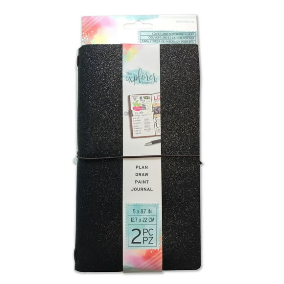 Momenta Inc Momenta's Explorer Journal Cover Fine Glitter Black