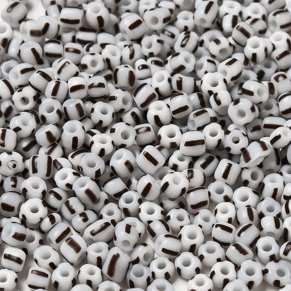 6/0 Opaque Colours Seep Glass Seed Beads Round Hole Round with Stripe Pattern Gray 3~4.5x3~4.5mm Hole: 1.2~1.5mm about 450g/bag