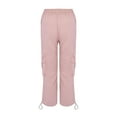 thumbnail image 5 of Gewsdrf Cargo Pants Women Trousers Pants Women's Straight Leg Draping Wide Leg Overalls High Waisted Slimming Pants Womens Work Pants High Waisted Pants Parachute Pants Pink M, 5 of 5