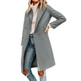 thumbnail image 1 of Gibobby gabardinas para mujer Chaqueta de lana sintética para mujer Abrigo largo de de otoño e invierno Abrigo de cuello de chal de lana de otoño (Gris, S), 1 of 5