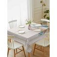 thumbnail image 2 of Summer Coastal Rectangle Tablecloth, Nautical Beach Marine Life Beige Striped Waterproof & StainResistant Tablecloth, Washable Oil-proof Table Cover for Dining/Party/Wedding/Camping/Buffet 52x70 In, 2 of 9