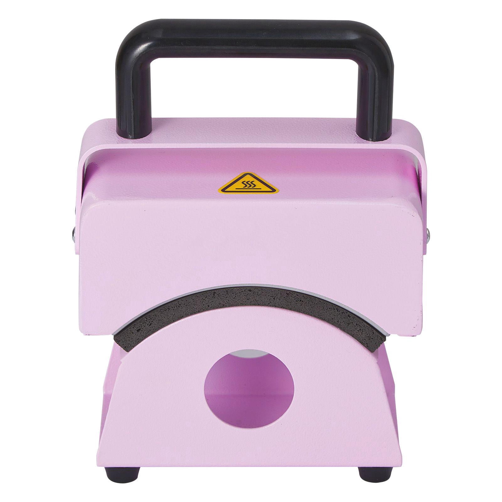 Mini Hat Heat Press Machine with 5.9x3.15 Inch Curved Plate Integrated Control Panel Safety Base Glove Auto Shut Off Purple