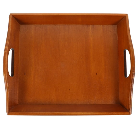RUNROTOO Small Wood Tray for Food Serving in Living Room with Dual Handle Design 1Pcs 12.58X10.14X1.18in