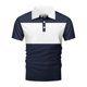 thumbnail image 4 of Playeras Elvqul Hombre Azul Marino Playa Manga Corta Botones Patchwork Gym con Solapa, 4 of 4