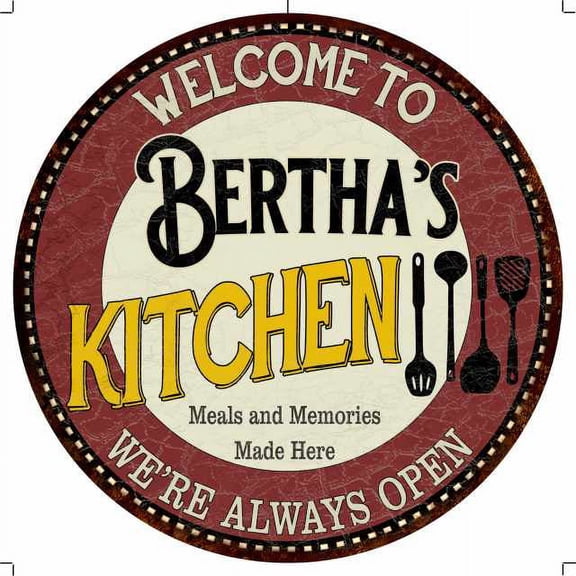 Bertha's Kitchen 12" Round Metal Sign Bar Game Room Wall Déco 200120040158