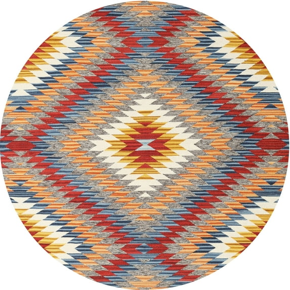 Ahgly Company Machine Washable Indoor Round Contemporary Brown Area Rugs, 4' Round