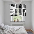 thumbnail image 6 of 2 Panels Kitchen Tier Curtains 39 Inch Length, Black Grey Geometric Grommets Window Treatment Curtain, Gray Abstract Striped Art Thermal Curtains Drapes for Living Room/Bathroom, 6 of 9