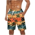thumbnail image 2 of Antqov Men's Swim Trunks, Elastic Waist Drawstring Quick Dry Fashion Print Swimwear Beach Shorts with Pockets, Summer Vacation Casual Lightweight Comfortable Bathing Suit, 2 of 5