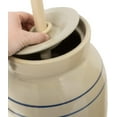 thumbnail image 4 of Butter Churn - Hand-Turned Stoneware Dasher-Style Churn, Natural Stone Color with Blue Stripes, 3 Gallon, 4 of 6
