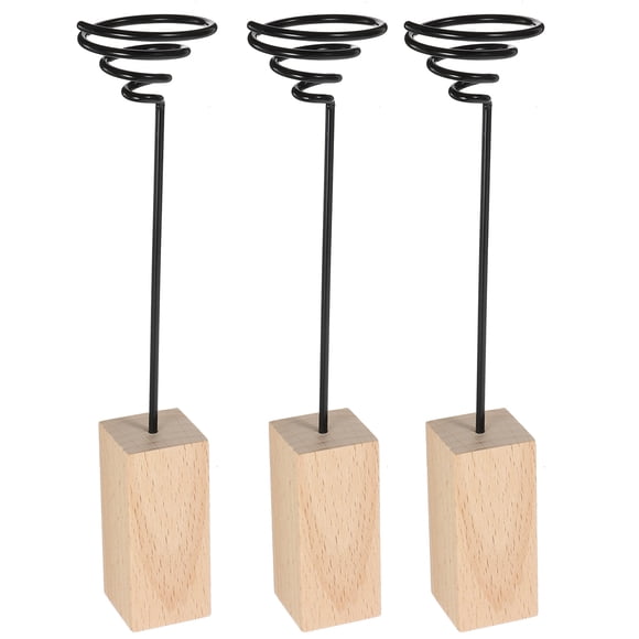 Milisten 3pcs Iron Air Plant Stand Container Tillandsia Holder Tabletop Plant Pot Display Rack Vase with Wooden Base