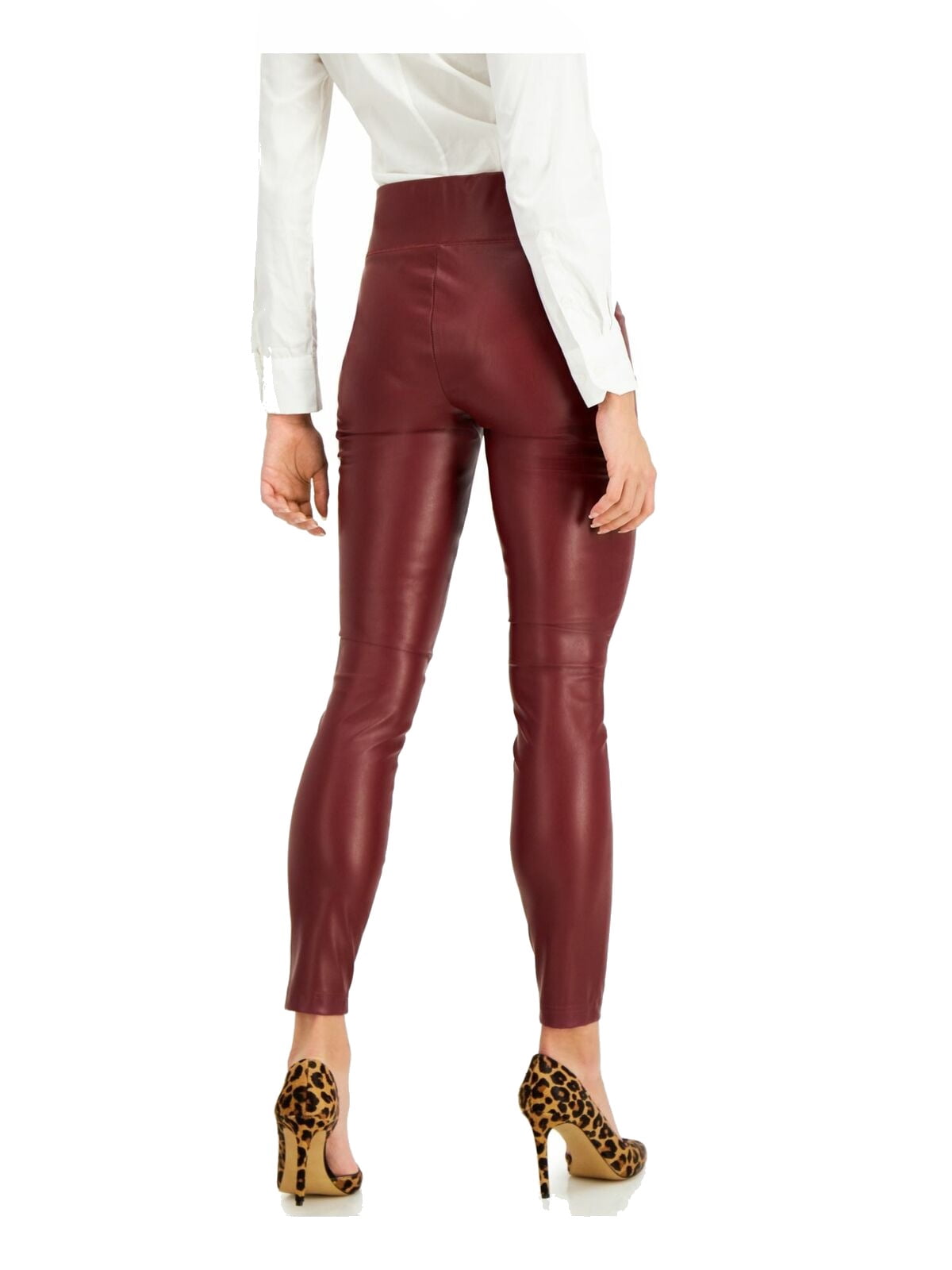 I.N.C Womens Faux Leather Casual Leggings, Brown, 8