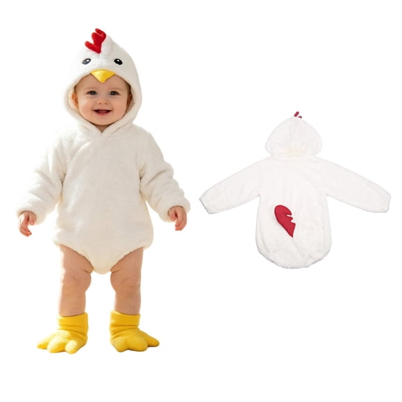 Baby Girls Long Sleeve Hooded Bodysuit Romper Chicken Costume Animal Costume Cosplay Costume Toddler Halloween Costumes for Kids Boys Size 3-24 Months