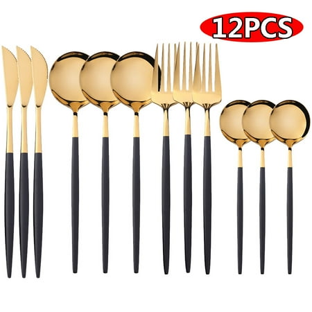 

Cutlery Set Stainless Steel 12Pieces Black/Gold
