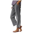 thumbnail image 2 of Huowey Women'S Capris Pants Casual Summer Solid Color Classic Wide Leg Breathable Comfortable Loose Trousers With Pockets Quickly Dry Baggy Trousers Stylish Joggers,Grey,M, 2 of 5