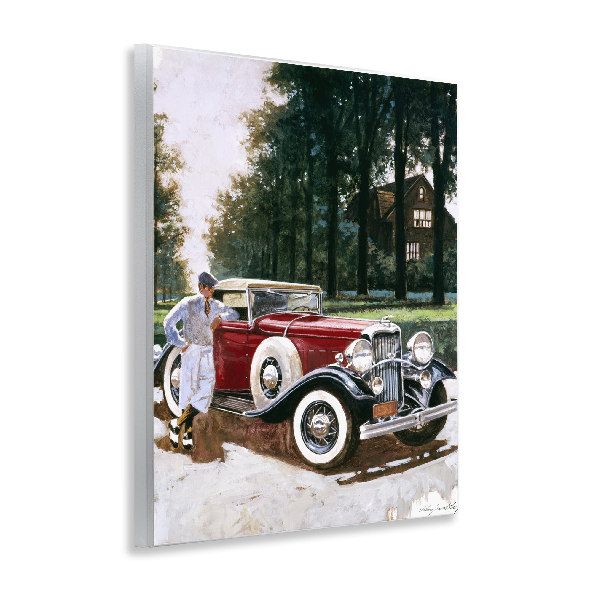 Retro Convertible Coupe & Driver Wall Plaque Art, design by Wind River Studios