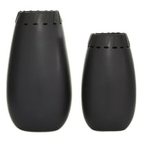 DecMode 16", 13"H Black Ceramic Vase with Cut Out Patterns, Set of 2