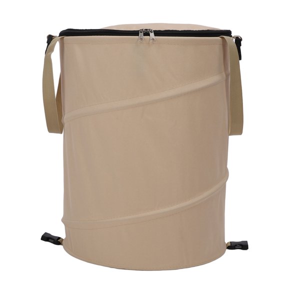 10 Gallons Collapsible Trash Can, Camping Pop Up Garbage Can with Zippered Lid, Foldable Garden Yard Waste Bag Leaf Barrel Reusable Recycling Bin Container for Outdoor Camp