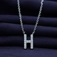 thumbnail image 2 of 18K White Gold Plated Initial Necklace | Moissanite Diamond Alphabet Necklace | Dainty Necklaces for Her | Letter "H" Pendant Necklace |18" + 2" Adjustable Chain, 2 of 6