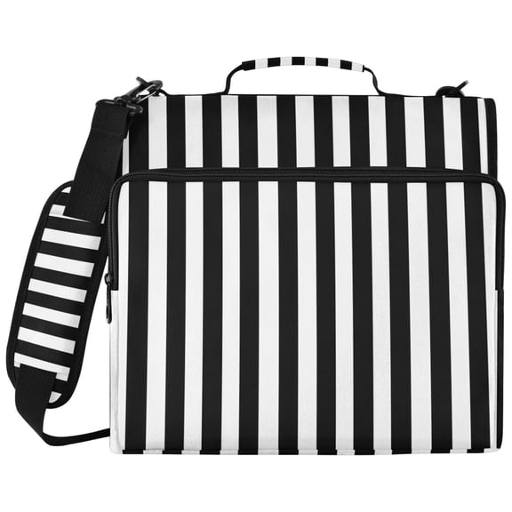 ALAZA Zipper Binder White and Black Stripe Pattern 2 inch 3 Ring 500 Sheet Capacity Trapper Keeper File Folder Organizer Bag