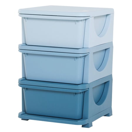 3 Tier Kids Toy Storage Organizer with 16L Drawers Blue Storage Chest for Bedroom Playroom Kindergarten Living Room