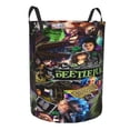 thumbnail image 2 of Cestas para ropa sucia Beetlejuice, bolsas plegables con asas, cesto de almacenamiento redondo plegable, 2 of 8