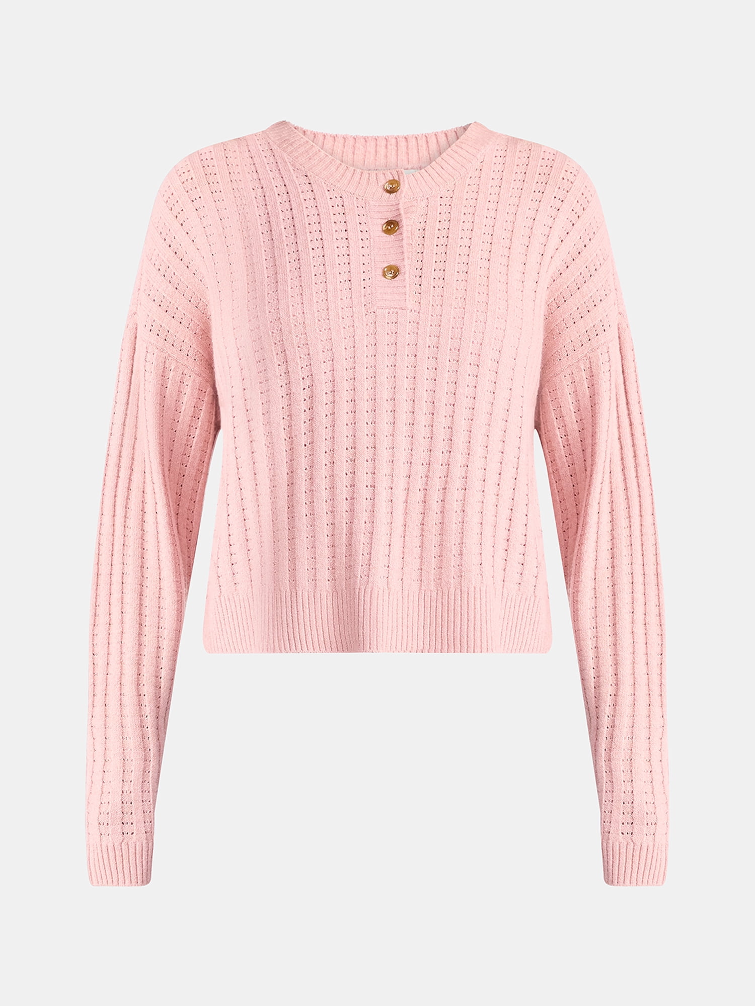 No Boundaries Pointelle Henley Pullover, Women's