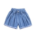 thumbnail image 6 of FAIWAD Girls Denim Shorts Summer Cute Pleated Mini Jeans Kids Elastic High Waist Pull On Shorts, 6 of 8