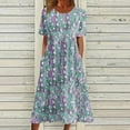 thumbnail image 3 of Mgmyaa Women Summer Casual Short Sleeve Dresses Empire Waist Floral Printing Dress with Pockets, 3 of 5