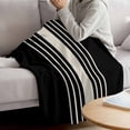 thumbnail image 3 of Black Beige Striped Throw Blanket for Couch, Soft Lightweight Flannel Fleece Blanket, Modern Farmhouse Retro Lines Microfiber Plush All Season Decorative Blankets Gifts for Sofa Bed 50"x60", 3 of 9