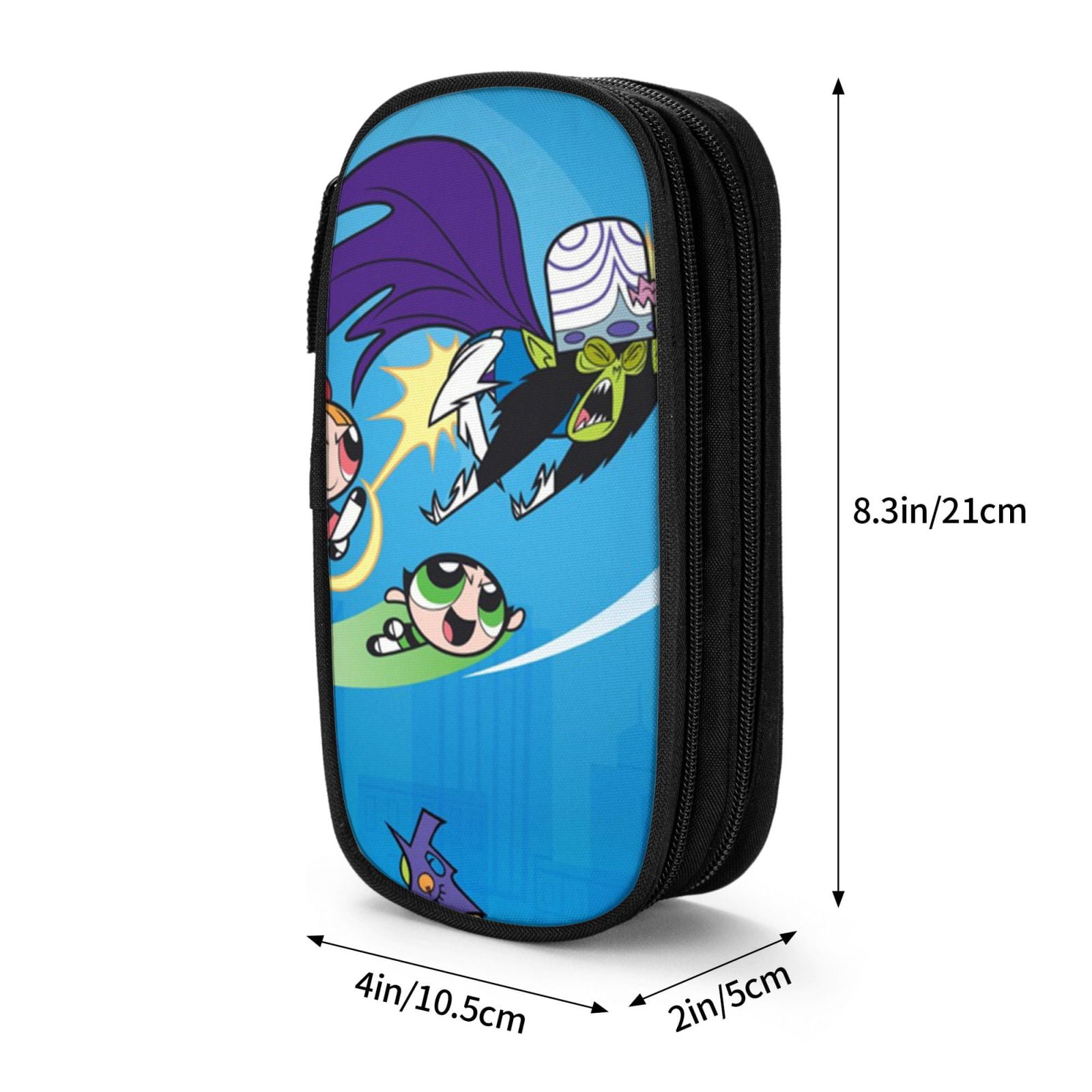 The Powerpuff Gi-rls Pencil Case Large Capacity Pencil Pouch Penbag Office Stationery Organizer Travel Makeup Bag Black